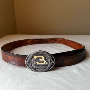 Vintage NASCAR Dale Earnhardt Leather Belt with #3 Buckle Collectible Novelty